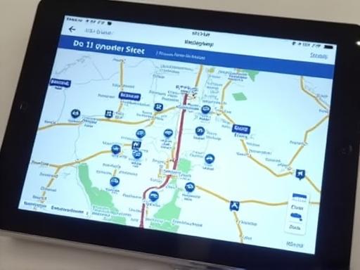 Mapa digital en una pantalla mostrando una ruta optimizada con paradas